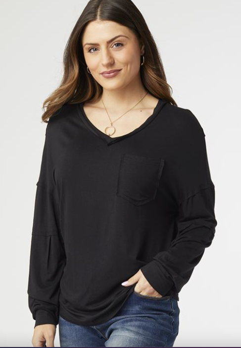 Coco and Carmen  KATE V-NECK TEE WITH POCKET