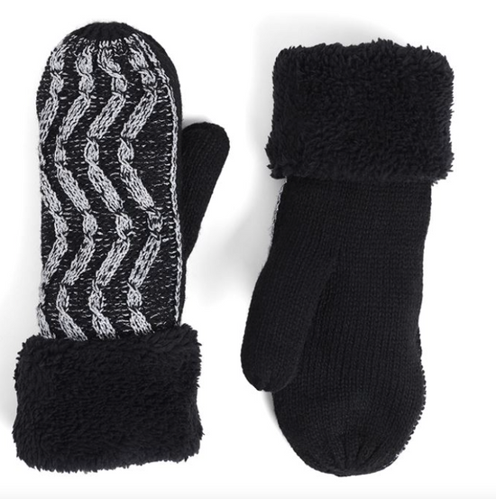 COCO + CARMEN SILVER SPARKLE WAVES KNIT MITTENS Black or Pink