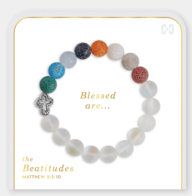 Coco and Carmen Beatitudes Frosted Glass Stretch Bracelet  Multi Clear