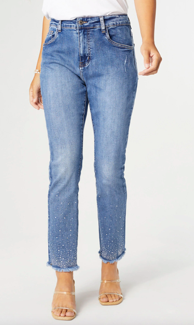 Coco and Carmen EVERSTRETCH ANKLE JEANS WITH RHINESTONES