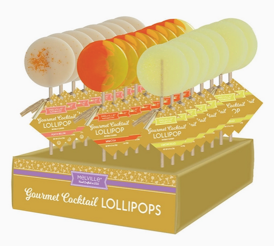 Melville Candy Company - Gourmet Cocktail Lollipop Assortment - Limoncello, Peach Bellini, Mimosa