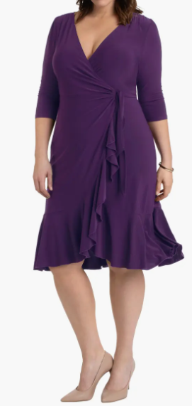 Kiyonna Whimsy Wrap Dress Plum Passion