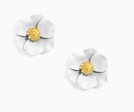 Zenzii Amelia Metal Mini Flower Earrings White