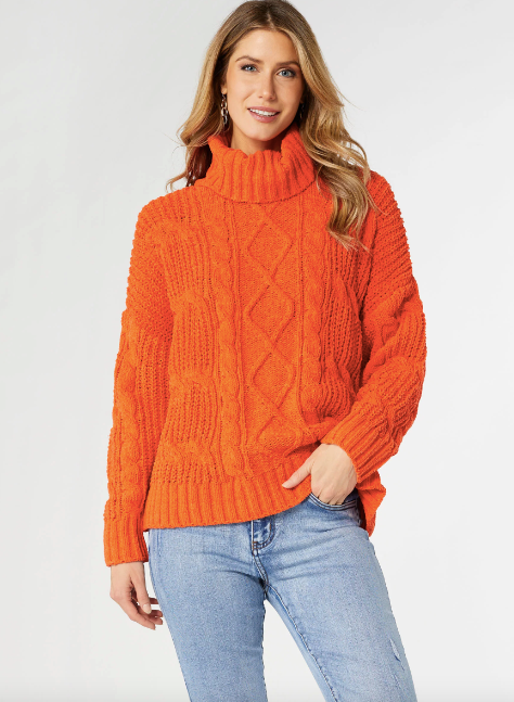 Coco and Carmen Roux Chunky Knit Turtleneck Sweater