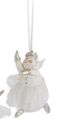 K&K Interiors Glittered Snow Lady Ballerinas w/Tulle Tutu Ornaments