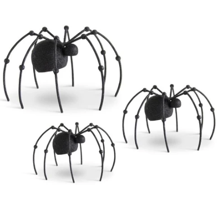 K&K Interiors Glittered Black Metal Spiders