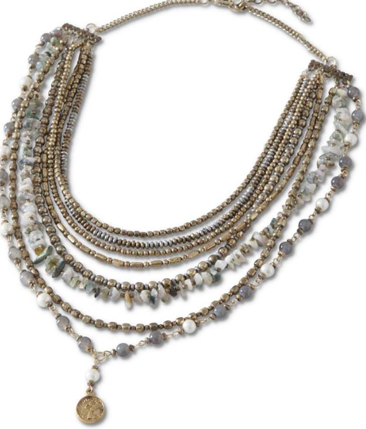 K&K Interiors Gold Brown Beads Eight Strand Necklace