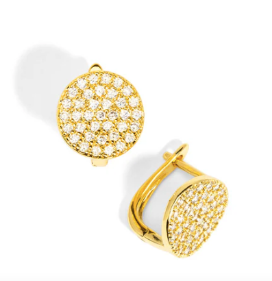 rho Button PavŽ Huggies Earrings Gold