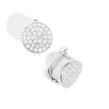 rho Button PavŽ Huggies Earrings Silver