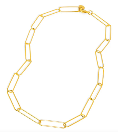 rho Elongated Paperclip Links Short Necklace