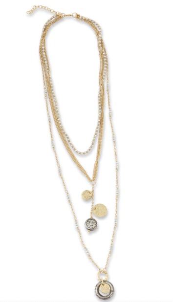 K&K Interiors 2 Piece Gold Silver Disc Necklaces
