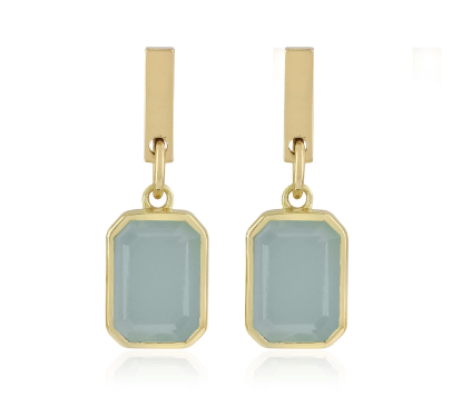 L GEORGE DESIGNS DESIREE AQUA CRYSTAL DROP EARRINGS