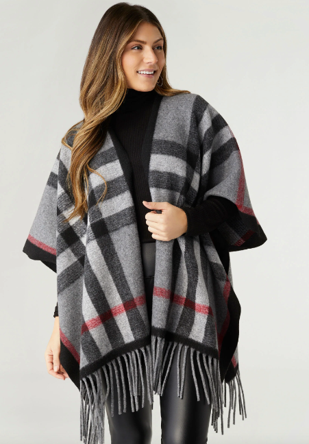 Coco & Carmen Jora Plaid Wrap with Fringe