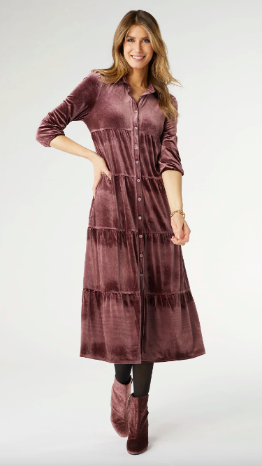 Coco & Carmen Romance Imagined Velour Dress Black or Plum