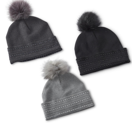 K&K Interiors Rhinestone Pom Pom Hat