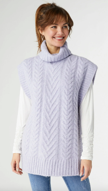 Coco & Carmen Iris Turtleneck Cable Knit Vest