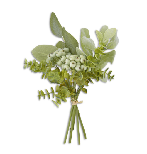 K & K Interiors 13 inch Mixed Green Foliage Bundle with berries (6 stem bunch)