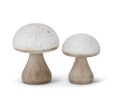 K & K Interiors Natural Wood Mushrooms Two Styles Two Sizes Sold Individually