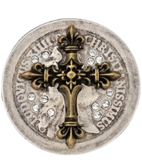 French Kande Austrian Rex Cross Medallion Brooch