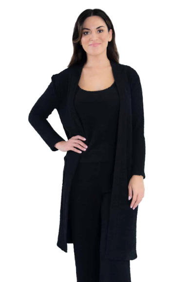 Amanda Blue Cozy Knit Topper Long Sleeve Mid Calf