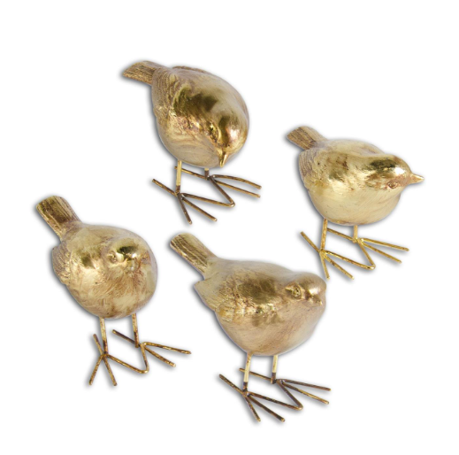 K and K Interiors Assorted 4 Inch Antique Gold and Silver Birds