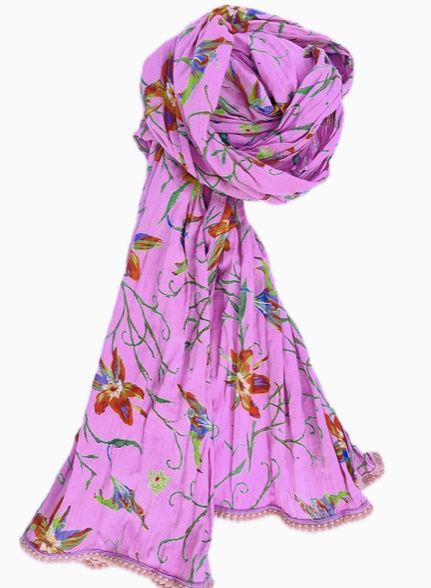 Little Journeys Crinkled Cotton Scarf - Petals Pink