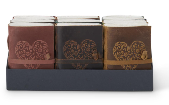 K and K Interiors 6 Inch Leather Heart Embossed Handcrafted Deckle Edge Unlined