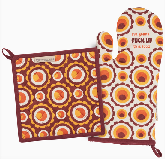 Questionables Sassy This Food Kitchen Set Trivet and Oven Mitt