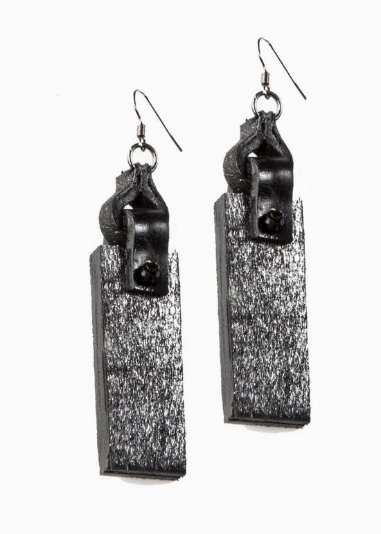 The Dark Garnet Twin Leather Earrings