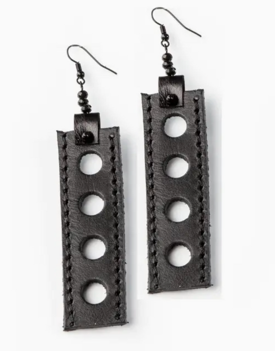 The Dark Void Cutout Leather Earrings