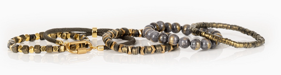 The Dark Ash & Gold Authority Bead Stack Bracelet