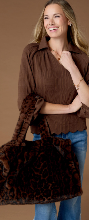 Coco & Carmen Brooke Faux Fur Leopard Large Tote