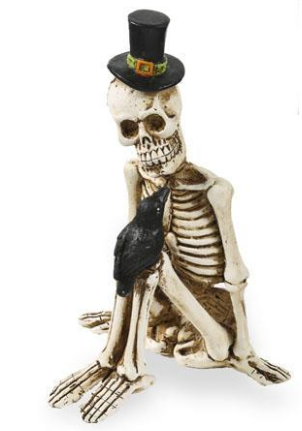 K & K Interiors 4 Inch Sitting Resin Skeletons w/Top Hat