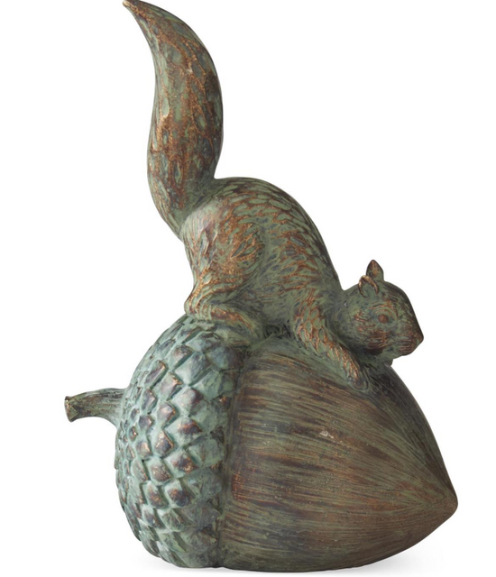 K & K Interiors Resin Patina Copper Squirrel on Acorn