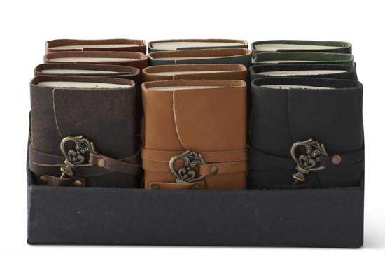 K & K Interiors 4.5 Inch Journal Leather Handcrafted Unlined with Leather Strap and Decorative Key