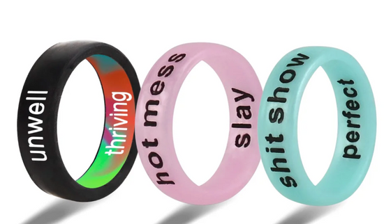 Flip Rings- Sassy Medical Grade Silicone Rings with a Message on Each Side One Size