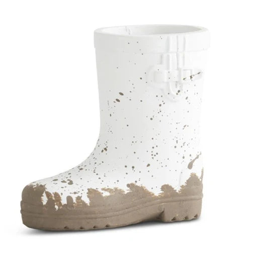 K & K Interiors 4.25 Inch White Resin Rainboot