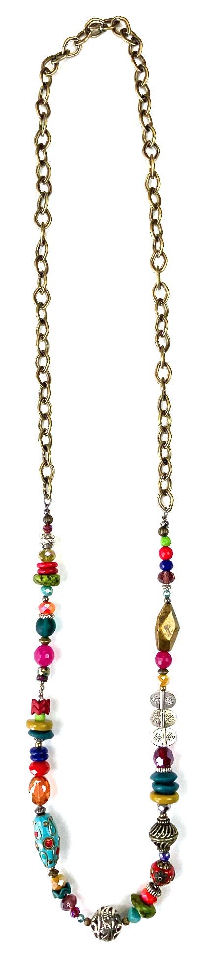 Lost and Found Long Beaded w/ Chain Necklace