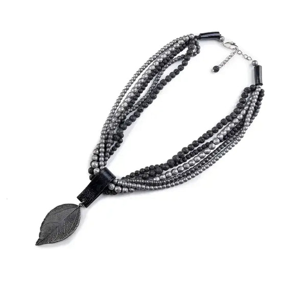 The Dark - The Fallen Leaf Multi-Strand Black Beaded Necklace
