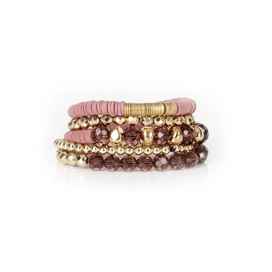 The Dark - Layered Bead Stack Bracelet Blush Gold