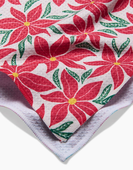 Geometry Poinsettia Party Tea Towel