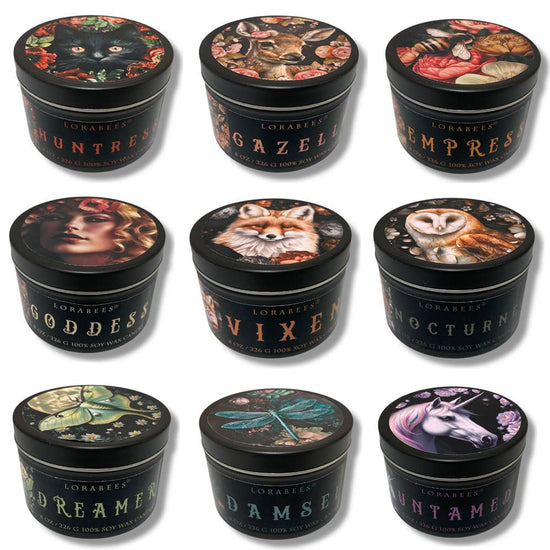 Lorabees - Aura Luxury Tin Candles- 8oz. Travel Size