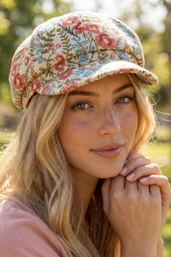 The Looks by Fame Accessories - Floral Tapestry Newsboy Cabbie Hat