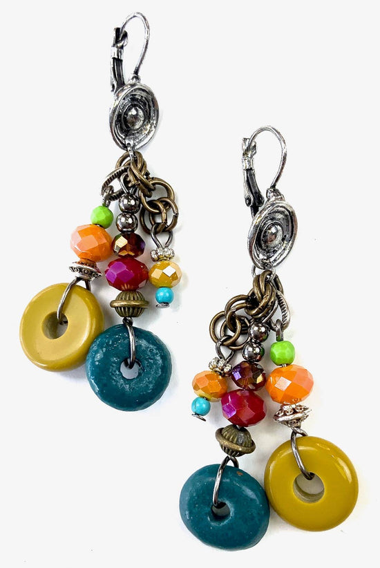 Lost and Found Tri Drop Cluster Dangle Earrings on Latchback