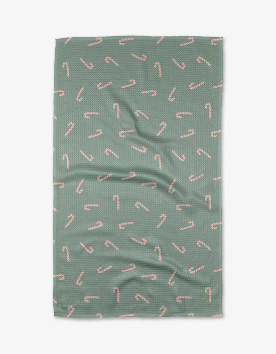 Geometry Cute Candy Canes Tea Towel