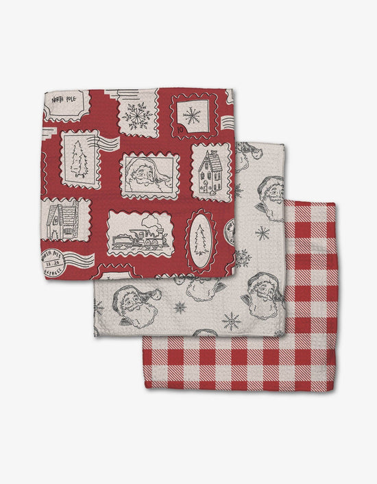 Geometry Christmas Santa Dishcloth Set