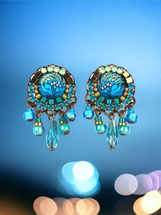 Melizi Jewelry CORSICA CRYSTAL BUTTON EARRINGS Handmade in Spain