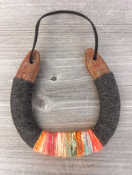 Bear + Scout - Up-cycled LUCKY horseshoes Rainbow and Charcoal