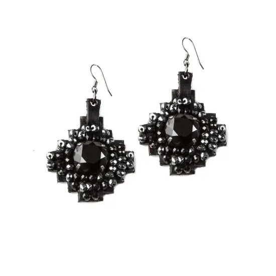 The Dark - The Void Black Crystal Geometric Earrings