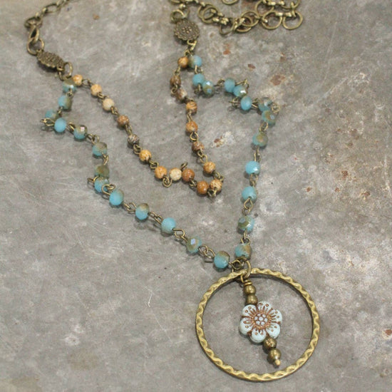The Primitive Peddler, Inc. Picasso Wildflower Glass Bead Necklace